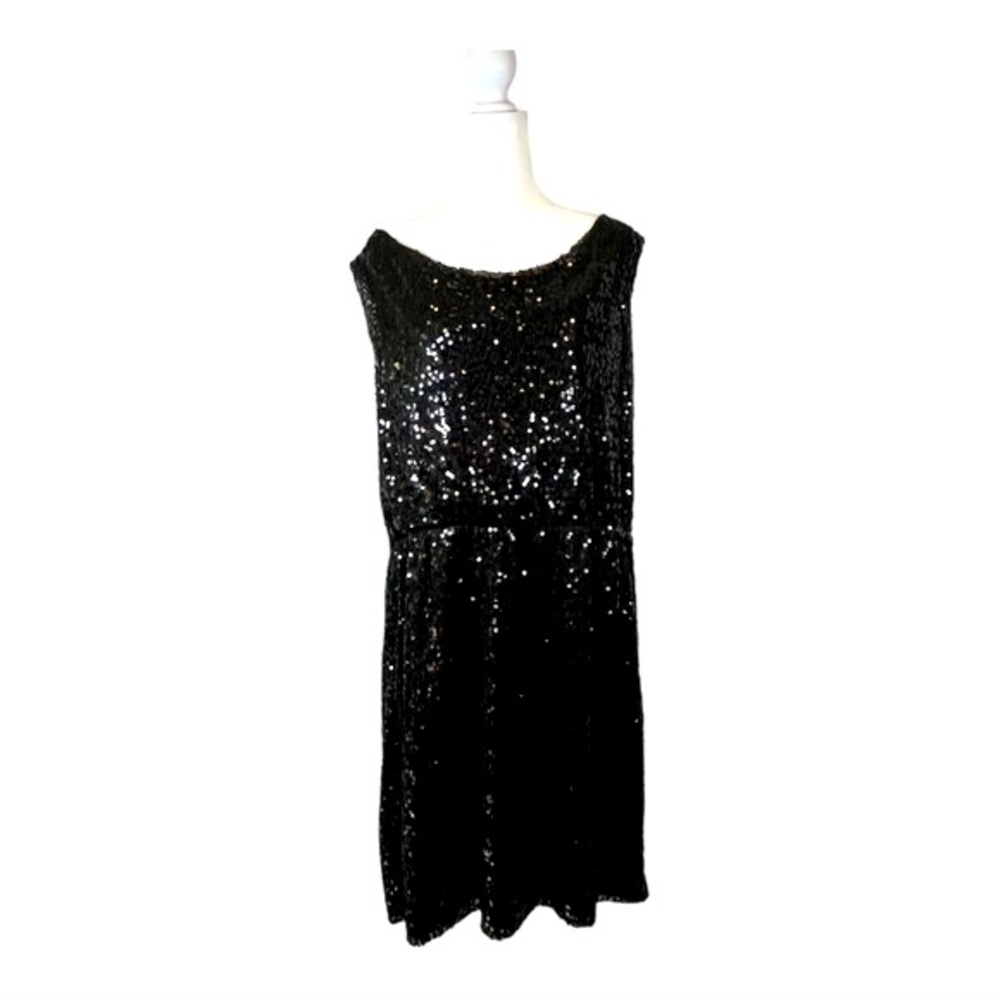 CALVIN KLEIN BLACK SEQUINED PARTY DRESS MID LENGTH Size XL - Picture 5 of 9